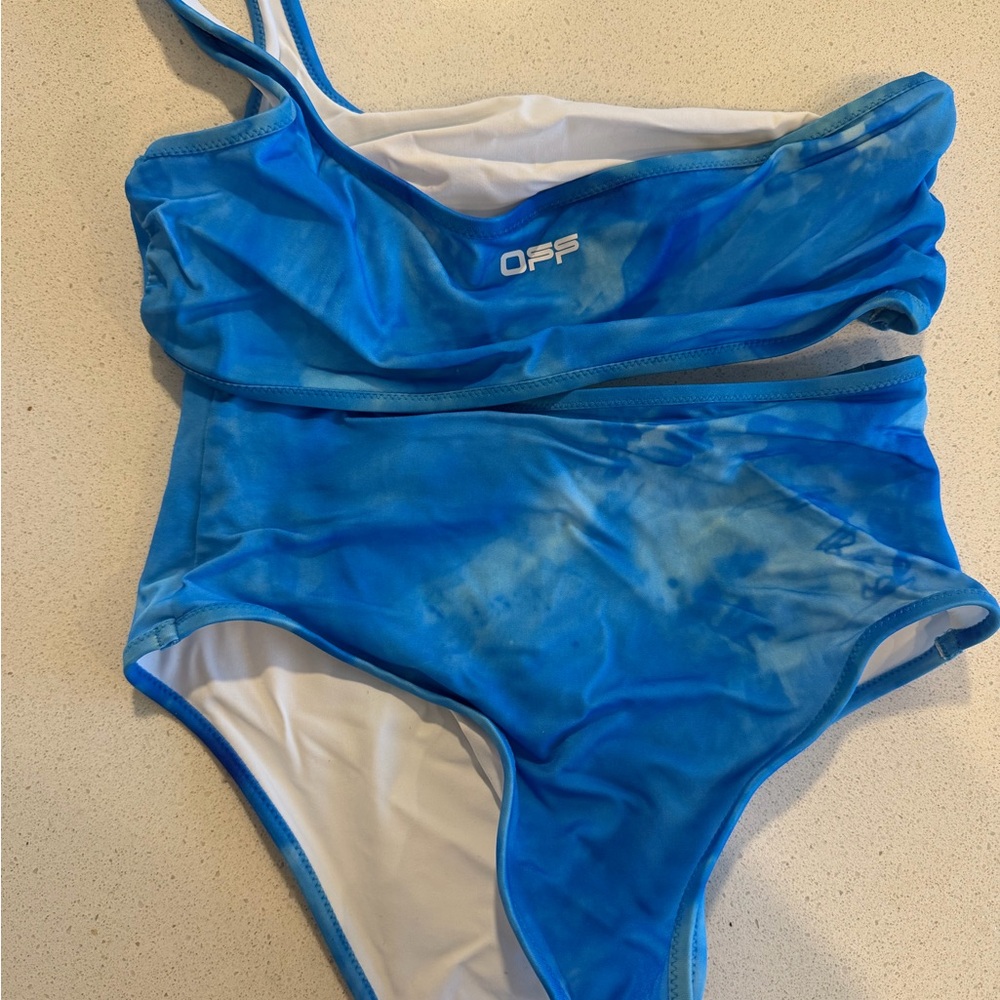 Off-White Women's Blue Two-Piece Bikini Set